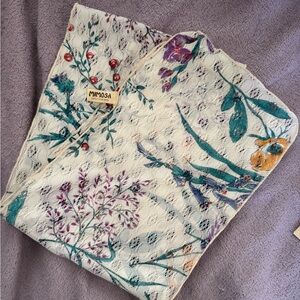 Mimosa Floral Lace Scarf - White and Multicolor